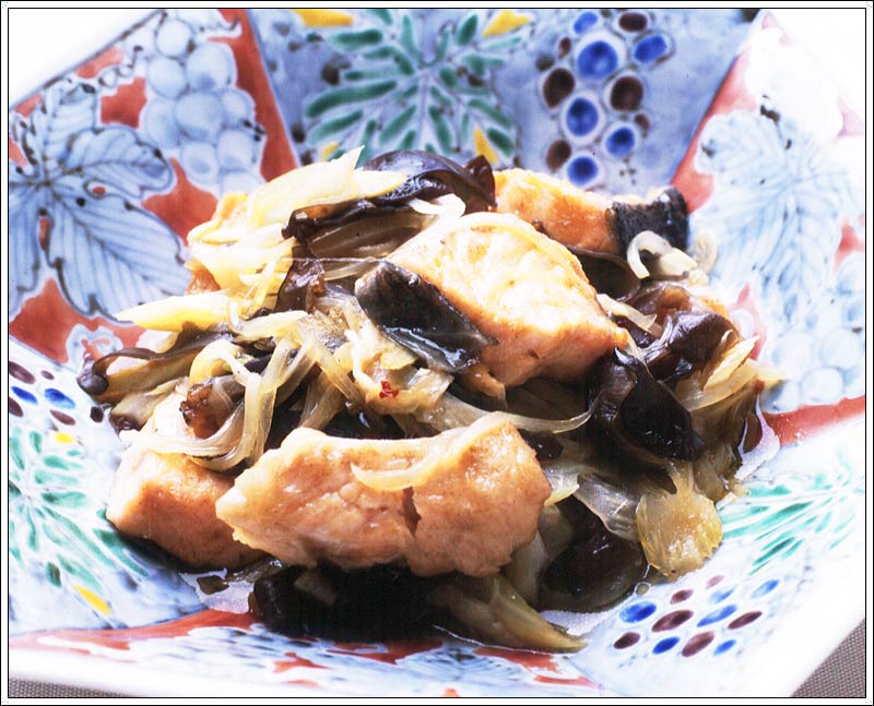 鮭とセロリの中華炒め風