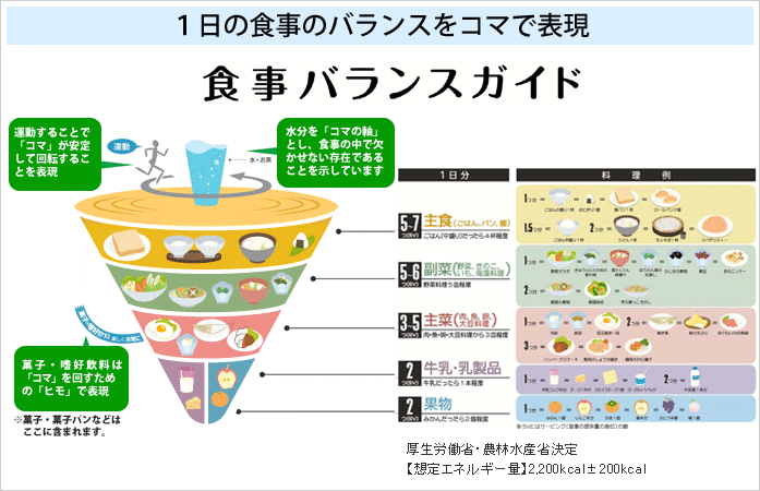 1日の食事のバランスをコマで表現