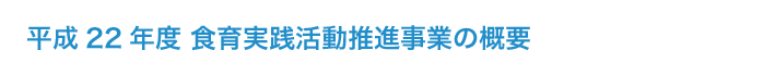 平成22年度 食育実践活動推進事業の概要